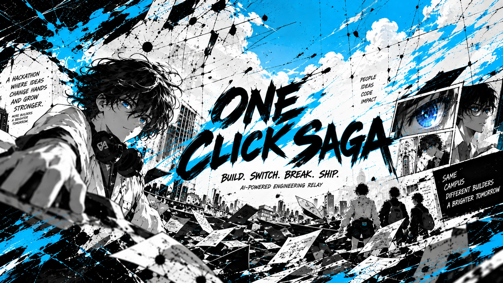 One Click Saga brand illustration